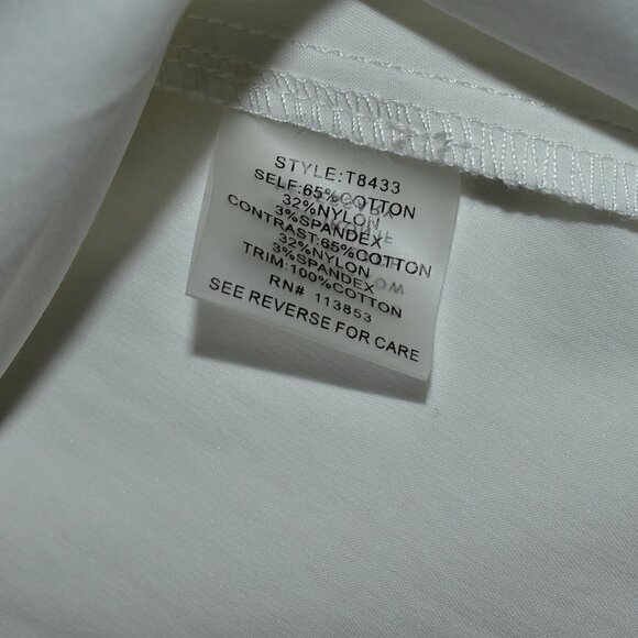 Sugar + Lips Amy Beaufort Linen Co. Off The Shoulder Top White Maroon Si… - Picture 12 of 12